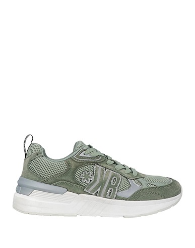 BIKKEMBERGS Sneakers Military green Textile fibres, Leather