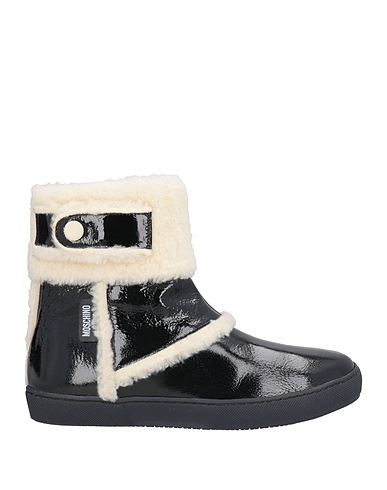 MOSCHINO Ankle boot Black Leather, Textile fibres