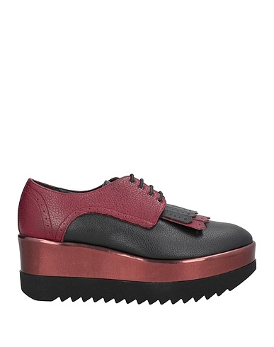 POLLINI Laced shoes Burgundy Leather