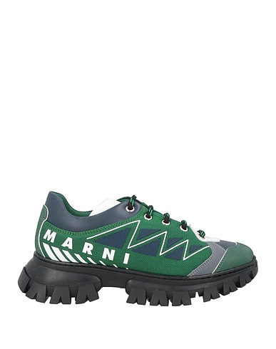MARNI Sneakers Green Leather, Textile fibres