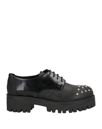 POLLINI Laced shoes Black Leather