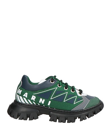 MARNI Sneakers Green Leather, Textile fibres