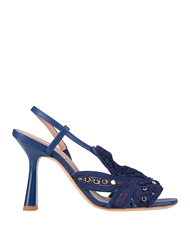 ALBERTA FERRETTI Sandali Blu Fibre tessili, Pelle