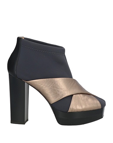 POLLINI Ankle boot Lead Leather, Textile fibres