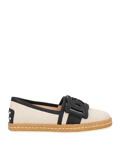 TOD'S Espadrilles Black Leather, Textile fibres