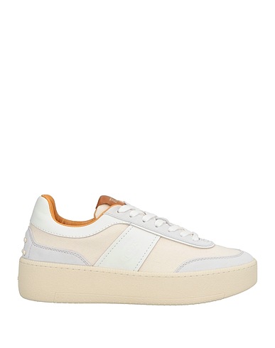 TOD'S Sneakers White Leather, Textile fibres