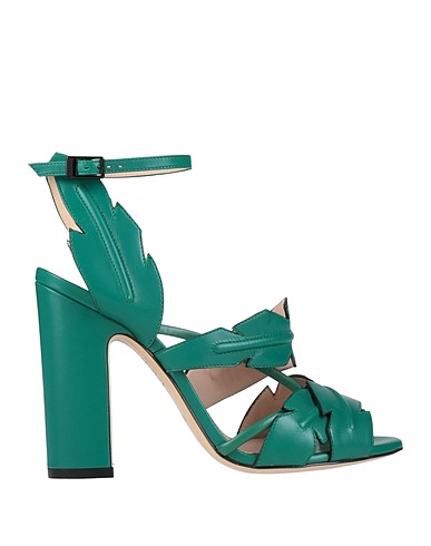 POLLINI Sandals Green Calfskin