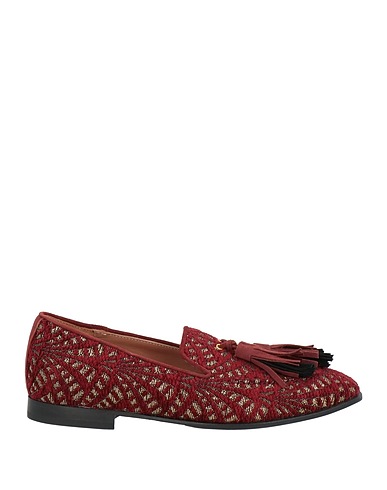 POLLINI Loafers Burgundy Leather, Textile fibres