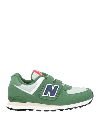 NEW BALANCE Sneakers Green Leather, Textile fibres