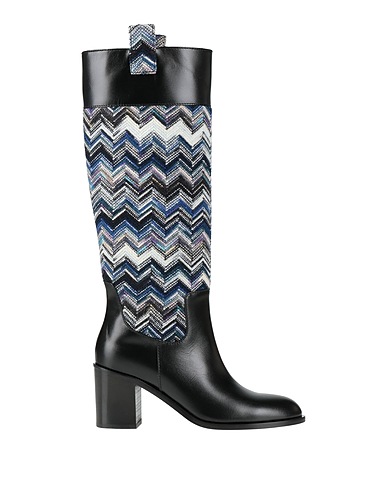 MISSONI Boots Black Calfskin, Textile fibers