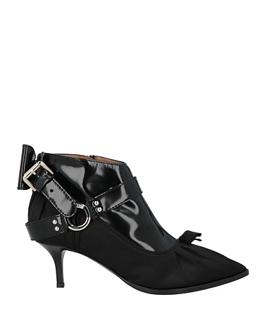 MOSCHINO Ankle boot Black Leather, Textile fibers