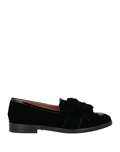 POLLINI Loafers Black Textile fibers, Leather