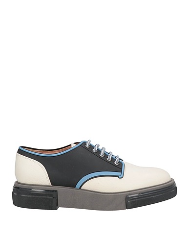 POLLINI Laced shoes Cream Leather, PVC - Polyvinyl chloride