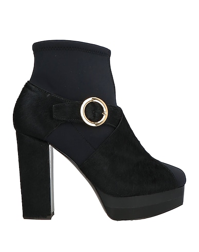 POLLINI Ankle boot Leather, Textile fibers