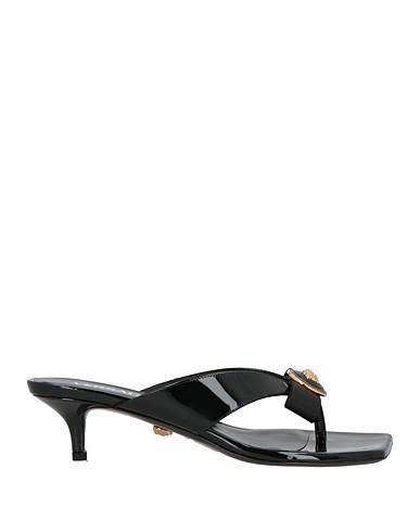 VERSACE Flip flops Black Calfskin