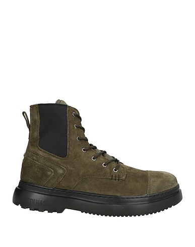 COLMAR Ankle boot Military green Leather, Textile fibers