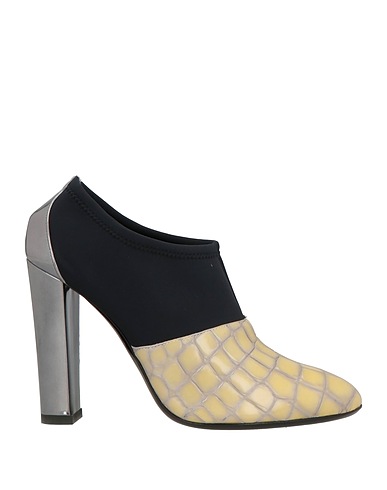 POLLINI Ankle boot Beige Leather, Textile fibers