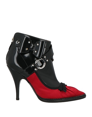 MOSCHINO Ankle boot Black Leather, Textile fibres