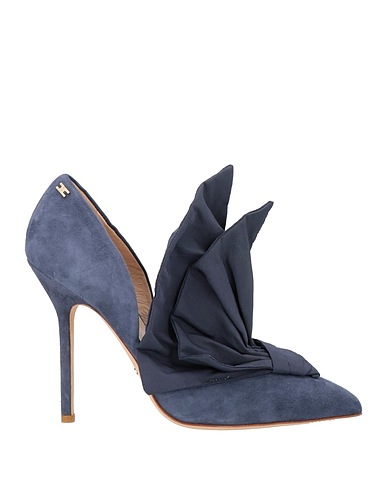 ELISABETTA FRANCHI Court Navy blue Leather, Textile fibres