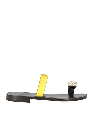 DONNARÌ Flip flops Yellow Textile fibres, Leather
