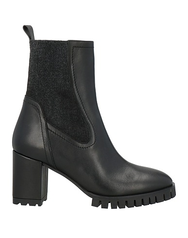 EVALUNA Ankle boot Black Leather, Textile fibres