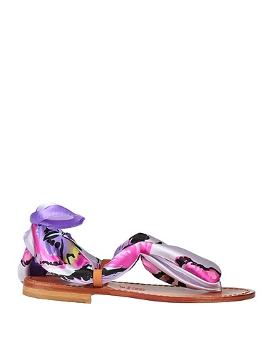 STRINGART Flip flops Lilac Leather, Textile fibres