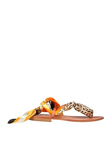 STRINGART Flip flops Beige Leather, Textile fibers