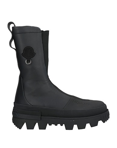 MONCLER Ankle boot Black Leather, Textile fibres