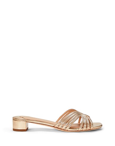 LAUREN RALPH LAUREN Sandalen FAY METALLIC LEATHER MULTISTRAP SANDAL
 Platin 100% Schafleder