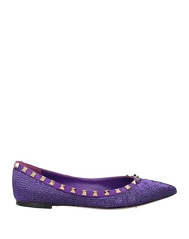 VALENTINO GARAVANI Ballet flats Purple Leather, Textile fibres