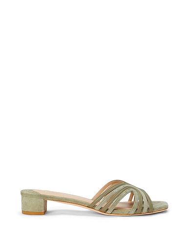 LAUREN RALPH LAUREN Sandals FAY SUEDE & LEATHER MULTISTRAP SANDAL
 Sage green 100% Sheepskin