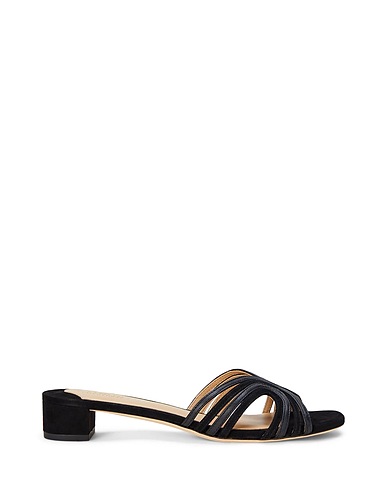 LAUREN RALPH LAUREN Sandals FAY SUEDE & LEATHER MULTISTRAP SANDAL
 Black 100% Sheepskin