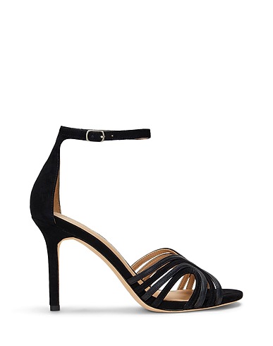 LAUREN RALPH LAUREN Sandals ALLIE SUEDE & LEATHER MULTISTRAP SANDAL
 Black 100% Sheepskin