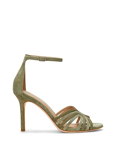LAUREN RALPH LAUREN Sandals ALLIE SUEDE & LEATHER MULTISTRAP SANDAL
 Sage green 100% Sheepskin