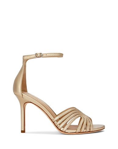 LAUREN RALPH LAUREN Sandals ALLIE METALLIC MULTISTRAP SANDAL
 Platinum 100% Sheepskin
