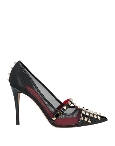VALENTINO GARAVANI Pump Black Leather, Textile fibers