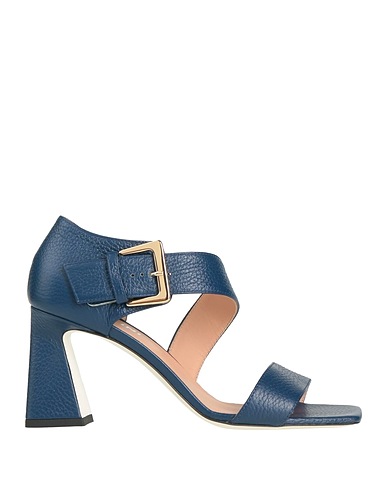 POLLINI Sandals Navy blue Leather