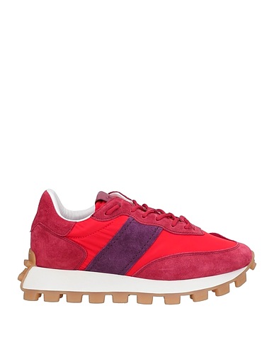 TOD'S Sneakers Red Leather, Textile fibres