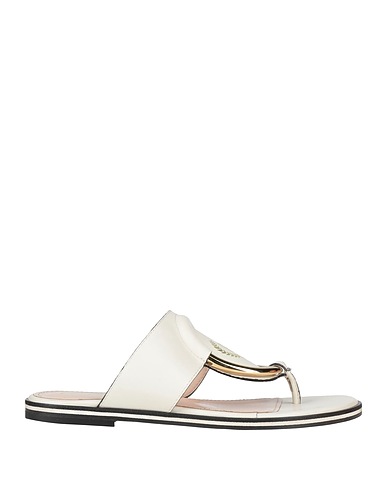 POLLINI Flip flops Off white Calf hair