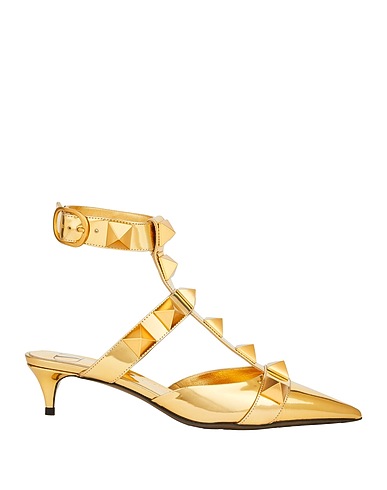 VALENTINO GARAVANI Pump Gold Leather, Metal
