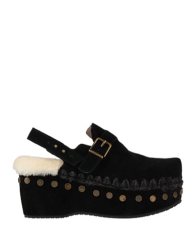 MOU Mules and clogs Black Cow leather, Sheepskin