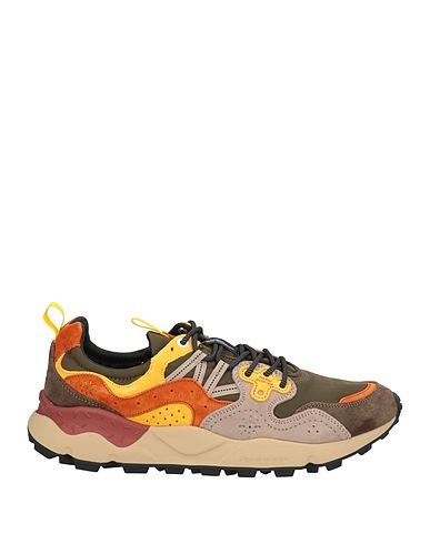 FLOWER MOUNTAIN® Sneakers Verde militar Cuero, Fibras textiles