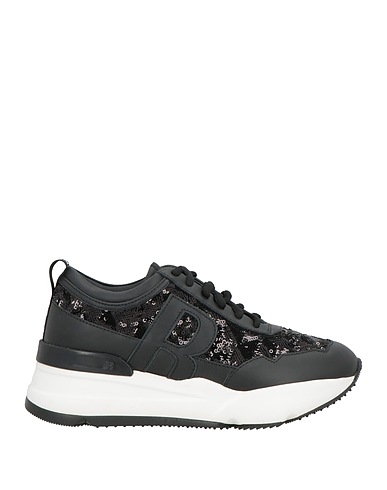 RUCOLINE Sneakers Black Leather, Textile fibres