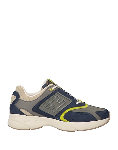FENDI Sneakers Slate blue Leather, Textile fibers