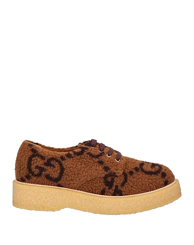 GUCCI Laced shoes Brown Textile fibres