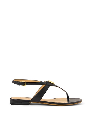 LAUREN RALPH LAUREN Flip flops EVERLEY CALFSKIN SANDAL
 Black 100% Calfskin