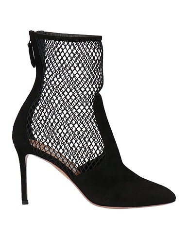 AQUAZZURA Ankle boot Black Leather, Textile fibers