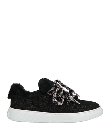 HOGAN Sneakers Black Leather, Textile fibers