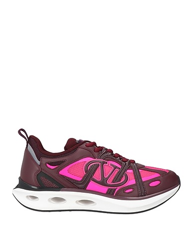 VALENTINO GARAVANI Sneakers Burgundy Leather, Textile fibers