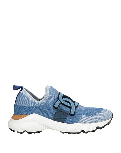 TOD'S Sneakers Blue Leather, Textile fibers